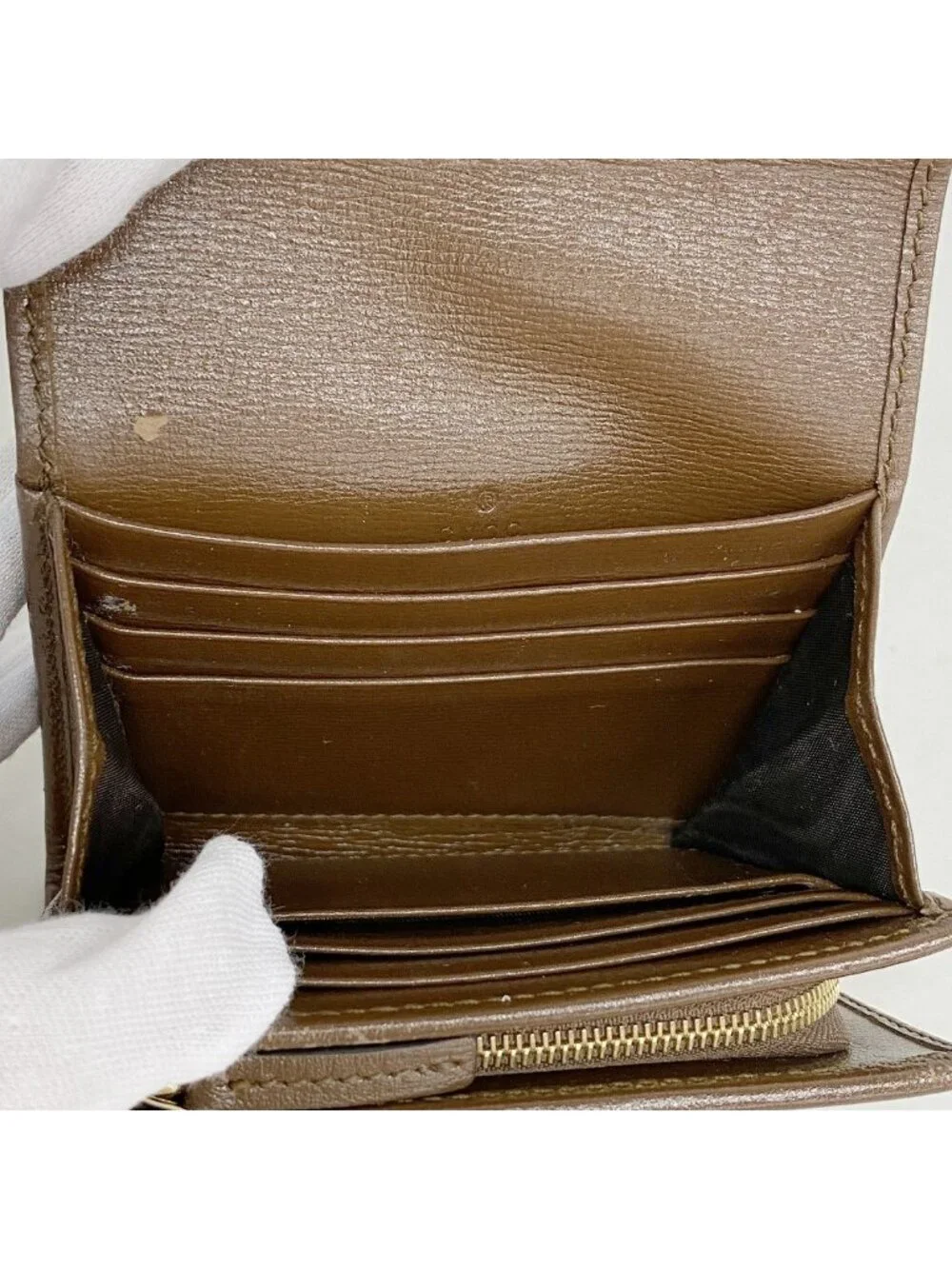 ★SOLD★ Gucci Wallet GG Supreme Horsebit Brown Gold - Picture 3 of 7